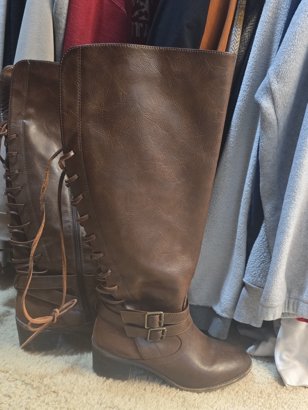 Women's Brown Knee-High Lace-Up Boots